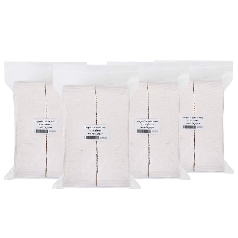 Japanese Organic Cotton Pads 100 Pieces 100 Organic Unbleached Made in Japan 4 Packs